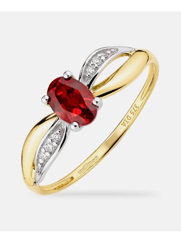 Diamant L'éternel Ring, mit Granat, 375 Gelbgold
