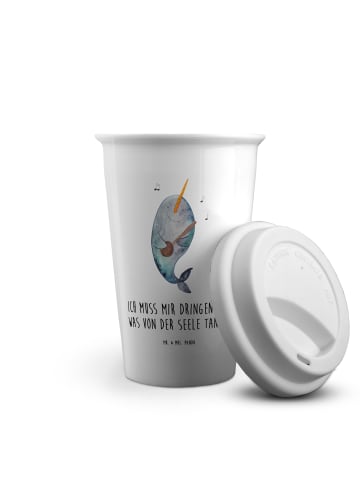 Mr. & Mrs. Panda To Go Becher Narwal Gitarre mit Spruch in Weiß