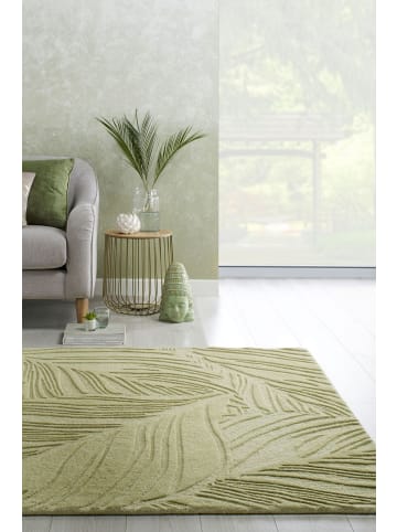 KADIMA DESIGN Handgetufteter Teppich aus 100% Wolle in beruhigenden Farben in Grün-Beige