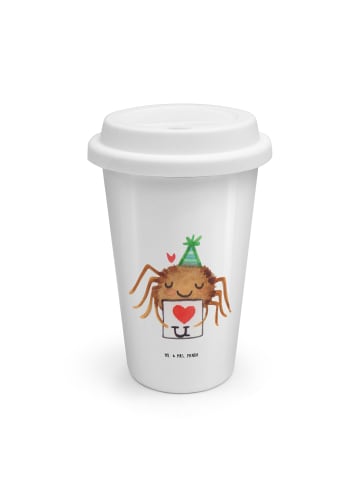 Mr. & Mrs. Panda ToGo Kaffeebecher Spinne Agathe Brief ohne Spruch in Weiß