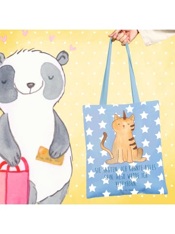 Mr. & Mrs. Panda Schultasche Einhorn Katze mit Spruch in Sky Blue
