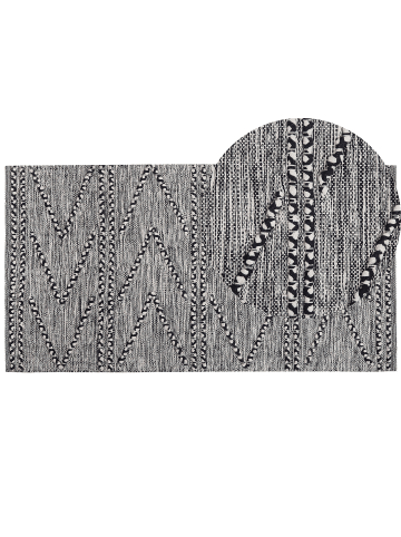 Beliani Kurzflor TERMAL in Schwarz/Weiß - (W) 80 x (H) 1 x (L) 150 cm