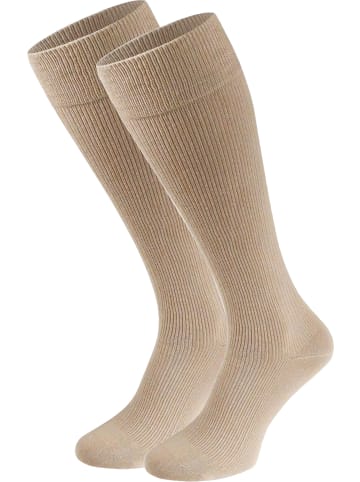 FußGut Baumwolle Unisex Stützkniestrümpfe, 3 Paar in beige