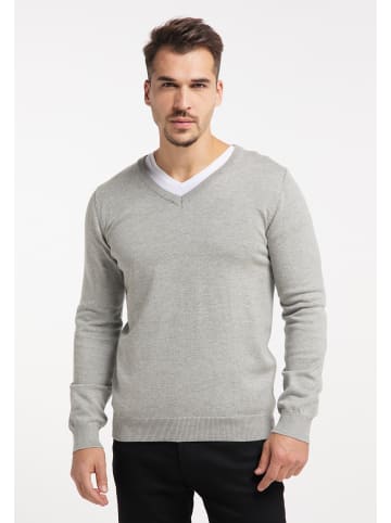 RAIDO Herren Strickpullover in Hellgrau Melange