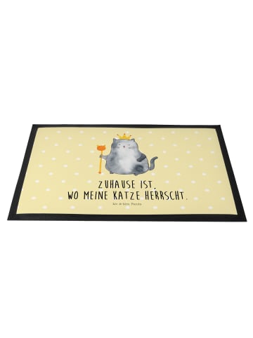 Mr. & Mrs. Panda Schmutzfänger Katze König mit Spruch in Gelb Pastell
