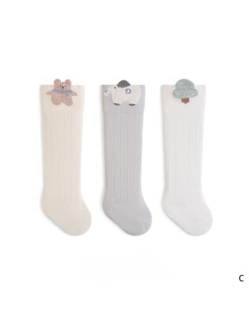 MUNADUNA 3er-Set 'Elefant' Baby-Hochsocken C