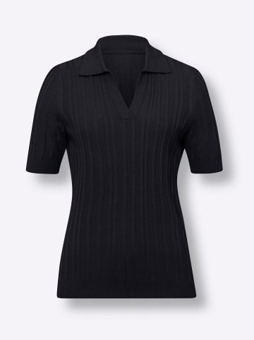 Sieh an! Kurzarm-Pullover in schwarz