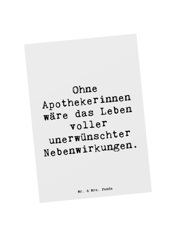 Mr. & Mrs. Panda Grußkarte Spruch Apothekerin Nebenwirkung mit S... in Weiß