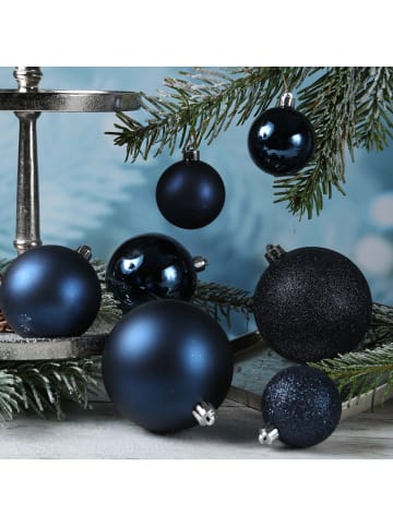 MARELIDA 26er Set Christbaumkugel Weihnachtskugel bruchfest matt glänzend in blau