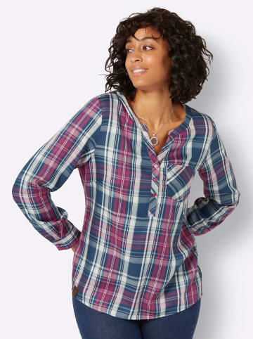 WITT WEIDEN Karobluse in jeansblau-fuchsia-kariert