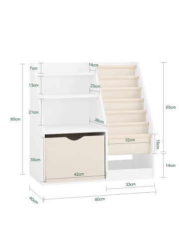 SoBuy Bücherregal in Reinweiß - (W) 40 x (H) 80 x (L) 80 cm
