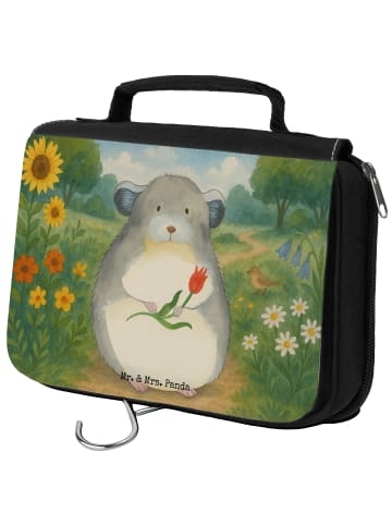 Mr. & Mrs. Panda Kosmetiktasche Chinchilla Blume Design ohne Spruch in Weiß