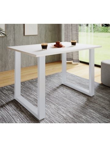 VCM  Premium Holz Esstisch Küchentisch Xona U 140x50 in Weiß / Weiß