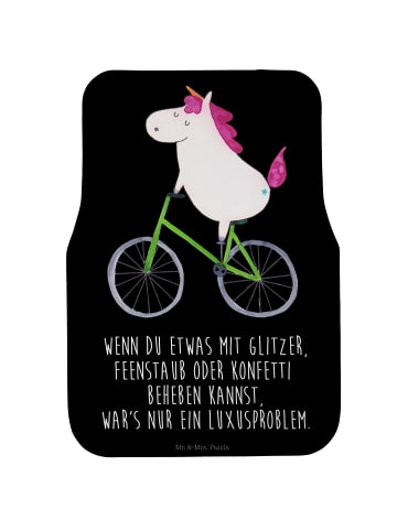 Mr. & Mrs. Panda Fahrer Autofußmatte Einhorn Radfahrer mit Spruch in Schwarz