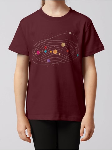 wat? Apparel T-Shirt Sonnensystem in Weinrot