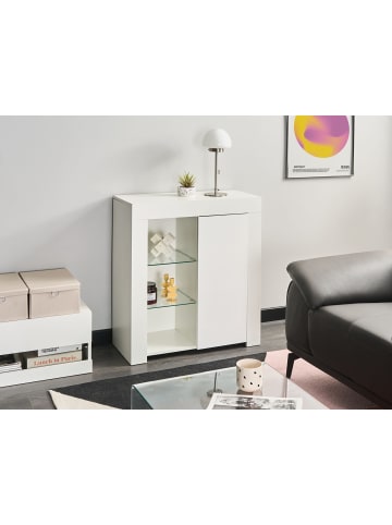 Beliani Sideboard KAMLOOPS in Weiß/Transparent - (W) 75 x (H) 84 x (L) 35 cm