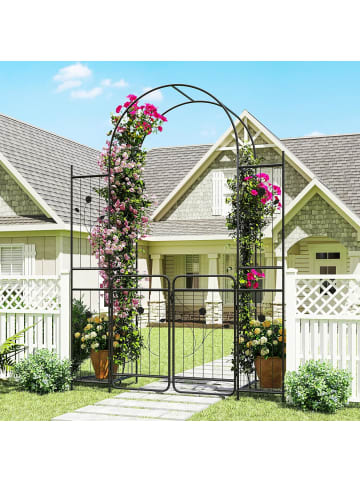 COSTWAY Rosenbogen mit Tür 163x50x220cm in Schwarz