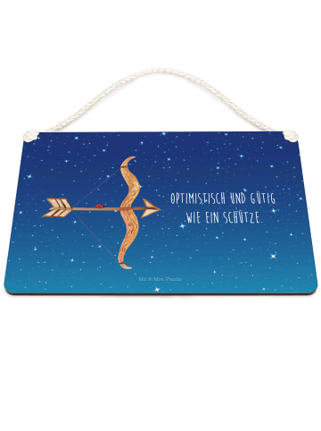 Mr. & Mrs. Panda Schild Sternzeichen Schütze mit Spruch in Sternenhimmel Blau