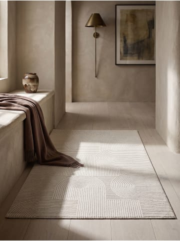 KADIMA DESIGN ERESMA Kurzflorteppich Creme 80x150 Geometrisch Polyester Wohnzimmer in Creme