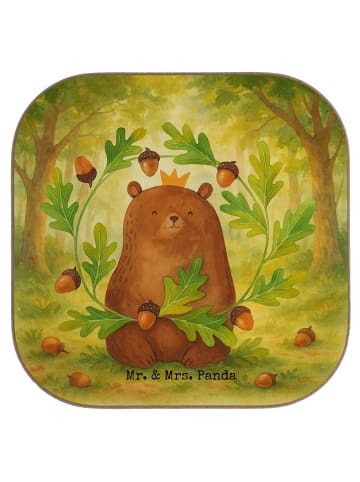 Mr. & Mrs. Panda Holzuntersetzer Bär König Design ohne Spruch in Weiß