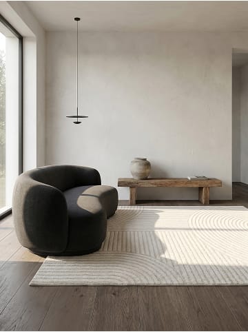 KADIMA DESIGN Kurzflorteppich, 15 mm hoch mit plastischem Halbkreis-Relief in Creme