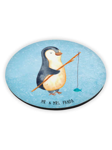 Mr. & Mrs. Panda Rund Magnet Pinguin Angler ohne Spruch in Eisblau