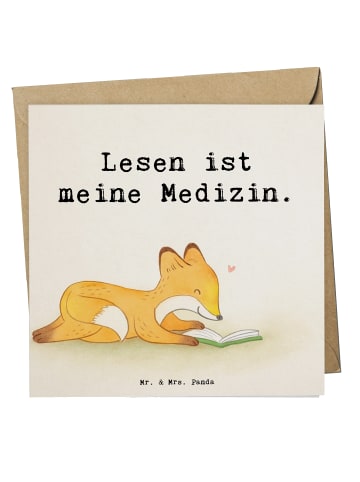 Mr. & Mrs. Panda Grußkarte Fuchs Lesen Design mit Spruch in Weiß