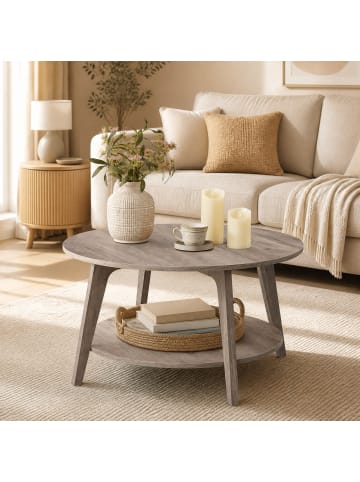 VASAGLE Couchtisch Maezo in Greige meliert - (H)45 x Ø80 cm
