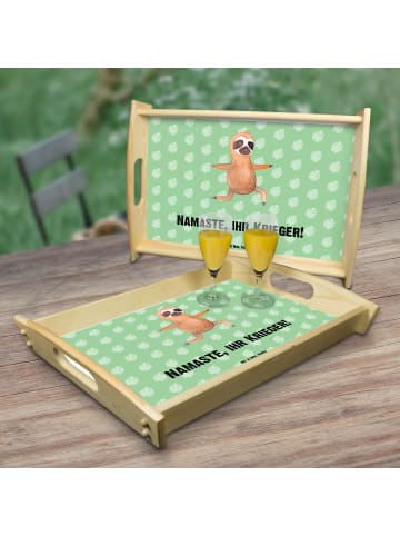 Mr. & Mrs. Panda serviertablett aus holz Faultier Yoga mit Spruch in Tropengrün
