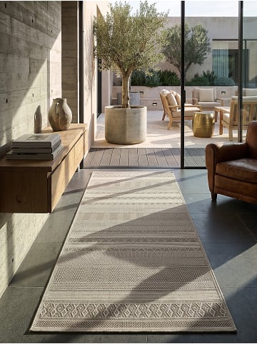 KADIMA DESIGN ESERA Flachwebteppich Beige 200x280 Streifen Polypropylen Wohnraum in Beige