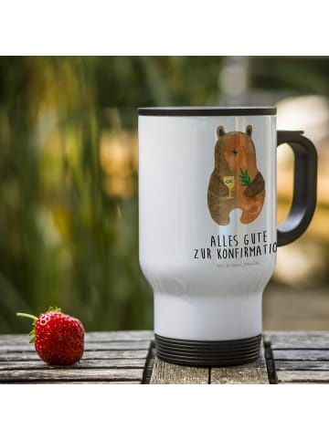 Mr. & Mrs. Panda trinkbecher mit deckel Bär Konfirmation mit Spruch in Weiß