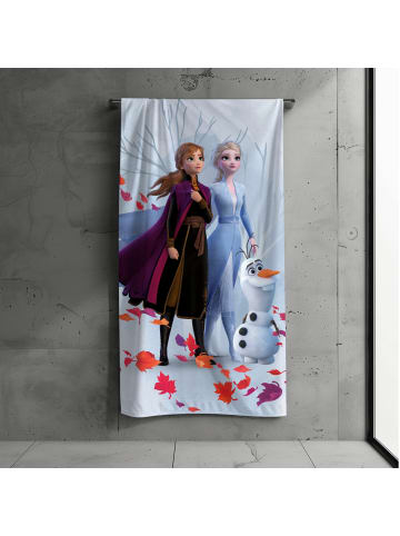 MTOnlinehandel Kinder Badetuch / Strandtuch "Eiskönigin, Anna & Elsa" in Hellblau