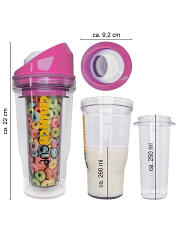 CrunchCup Original CrunchCup Tragbarer Müslibecher To Go 260 + 250 ml | Pink in Rosa