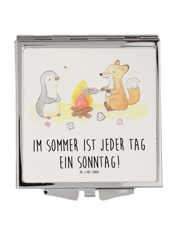 Mr. & Mrs. Panda Handtaschenspiegel quadratisch Sommer Sonntag m... in Weiß