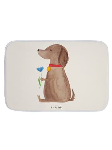 Mr. & Mrs. Panda Badezimmerteppich Hund Blume ohne Spruch in Weiß
