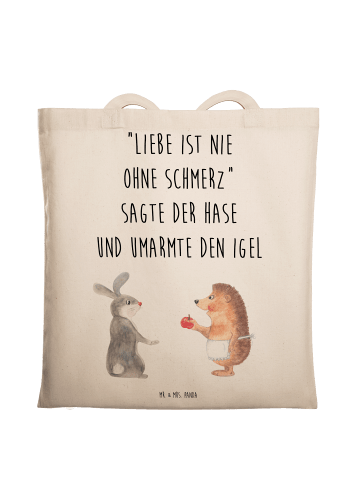 Mr. & Mrs. Panda Uni Tasche Hase Igel mit Spruch in Creme