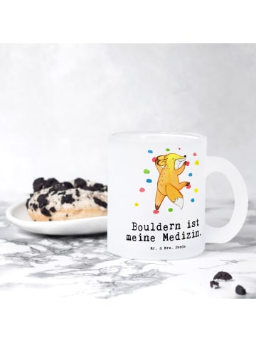 Mr. & Mrs. Panda Becher Fuchs Bouldern mit Spruch in Transparent