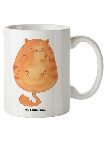 Mr. & Mrs. Panda XL Tasse Katze Mittelfinger ohne Spruch in Weiß