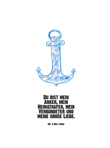 Mr. & Mrs. Panda Thermosflasche Anker Blau mit Spruch in Weiß