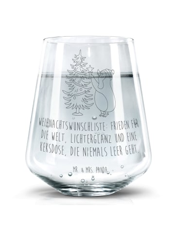 Mr. & Mrs. Panda Trinkglas Pinguin Weihnachtsbaum mit Spruch in Transparent