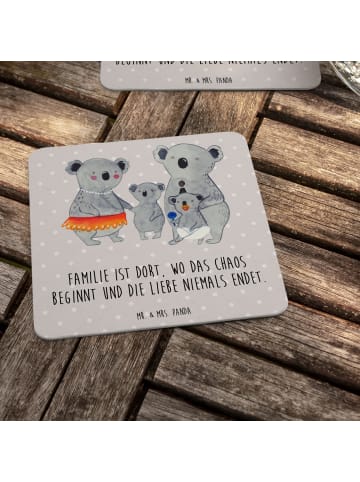 Mr. & Mrs. Panda Tischuntersetzer Koala Familie mit Spruch in Grau Pastell