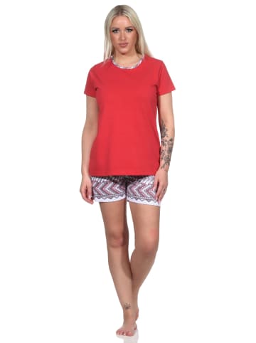 NORMANN Verspielte shorty Schlafanzug kurzärmlige Pyjama EthnoStyle - 75135 in rot