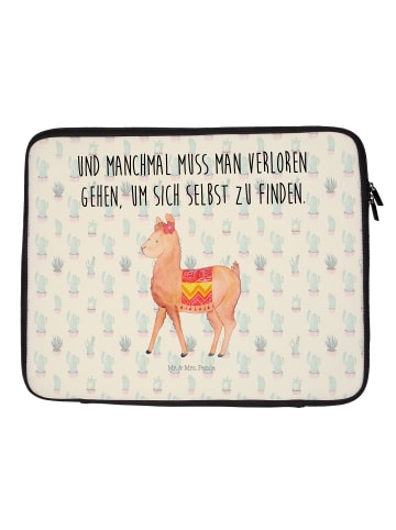 Mr. & Mrs. Panda Laptop Sleeve Alpaka Stolz mit Spruch in Kaktus Grün