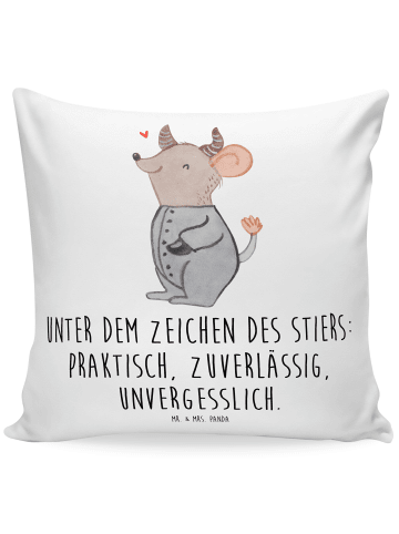 Mr. & Mrs. Panda 40x40 Kissen Stier Astrologie mit Spruch in Weiß