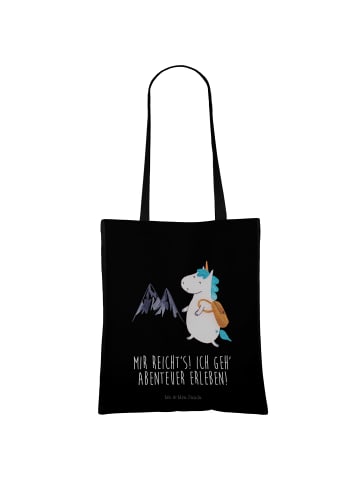 Mr. & Mrs. Panda Tasche Einhorn Bergsteiger mit Spruch in Schwarz