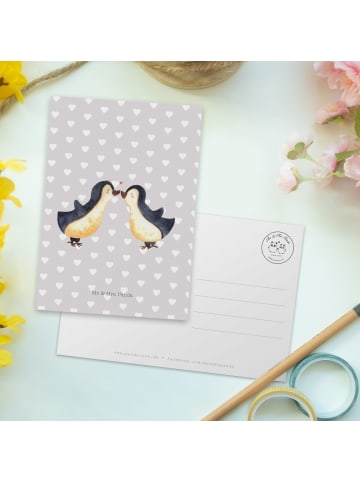 Mr. & Mrs. Panda Grußkarte Pinguin Liebe ohne Spruch in Grau Pastell
