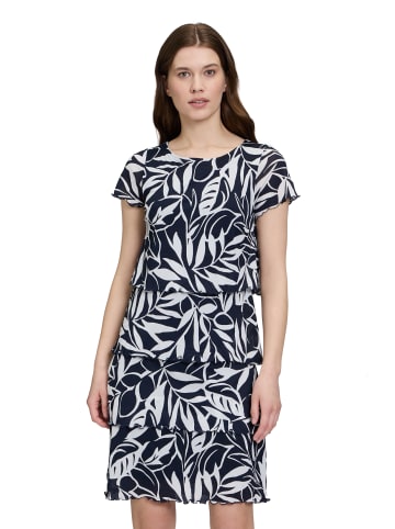 Betty Barclay Stufenkleid mit U-Boot-Ausschnitt in Dunkelblau/Weiß