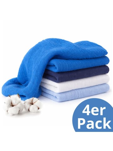 Makian Mulltuch / Spucktuch / Pflegetuch 4er Pack in blue