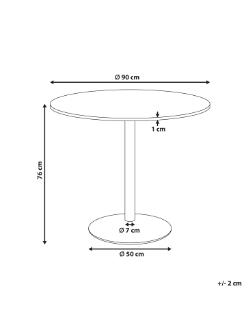 Beliani Esszimmertisch TINO in Beige - (W) 90 x (H) 76 x (L) 90 cm
