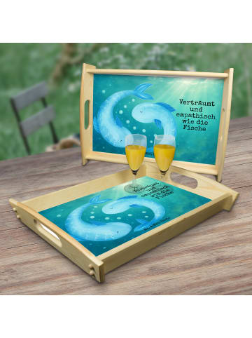 Mr. & Mrs. Panda betttablett Sternzeichen Fische Design mit Spruch in Weiß